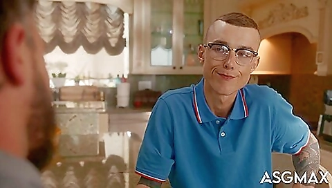 Sexy chick fucks in the kitchen